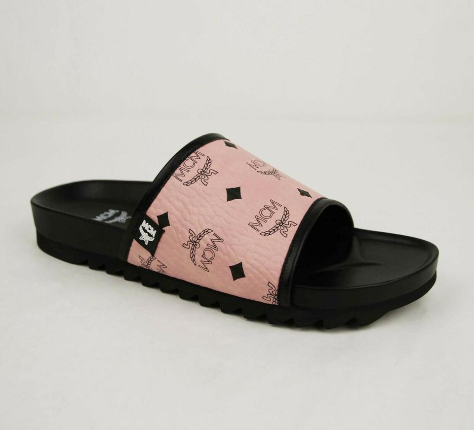 $325 MCM Men Soft Pink Visetos Coated Canvas Slides Sandal 46/US 13  MEX8S2K05PZ0 | eBay